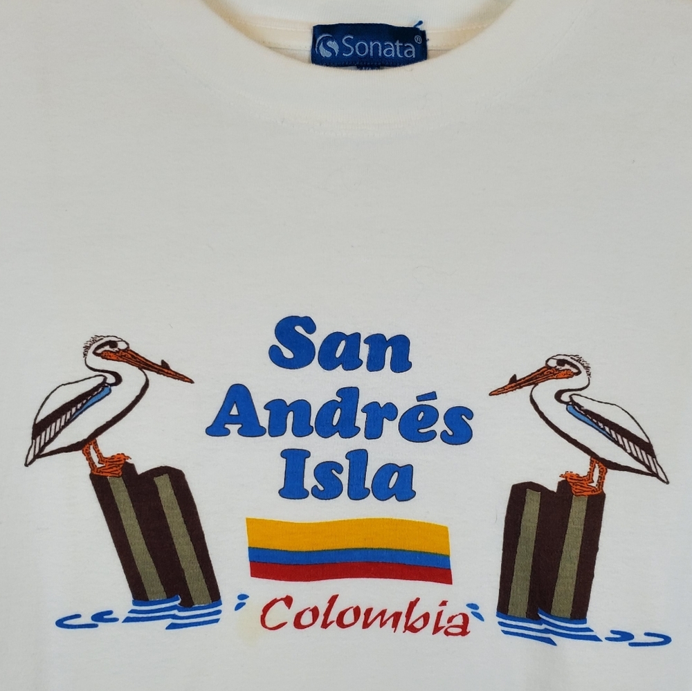 VTG 90s Sonata San Andres Columbia Tourist T Shirt Size XL Unisex Single Stitch